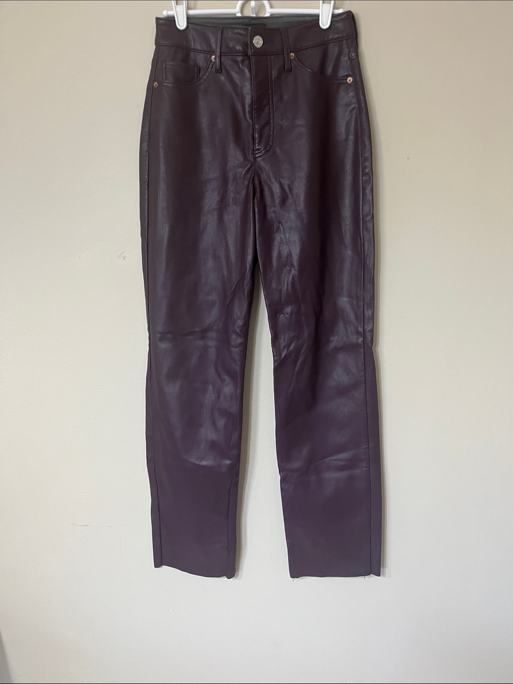 Express Women's Faux Leather Pants - Deep Plum